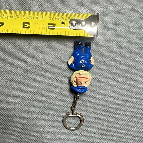 Vntg Keyring US Sailor Salty Dog Sailor w/Pipe US Navy Old Time Sailor-Keychain - Picture 9 of 10